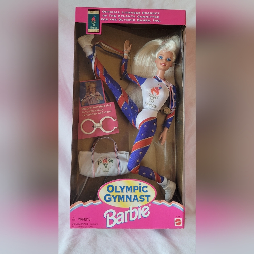Mattel Barbies Olympic Gymnast Doll - Red, Blue, White